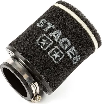 Produktbild von RACING DOPPELSCHICHT kleiner schwarzer Luftfilter mit 70 mm Anschluss.