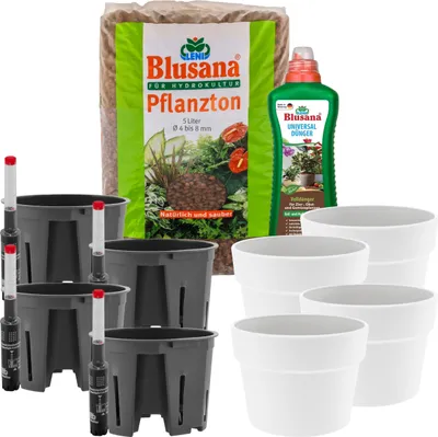 Produktbild von LENI Hydrokultur Komplett-Set mit Blumentopf Kulturtopf Wasserstandsanzeiger und Zubehör Hydrokultursystem Outdoor Indoor