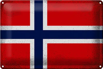 Produktbild von Blechschild Flagge Norwegen 30x20cm Flag Norway Vintage