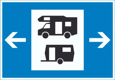 Produktbild von Wohnmobil- und Wohnwagenplatz links rechts Symbol Schild A4 (210x297mm)