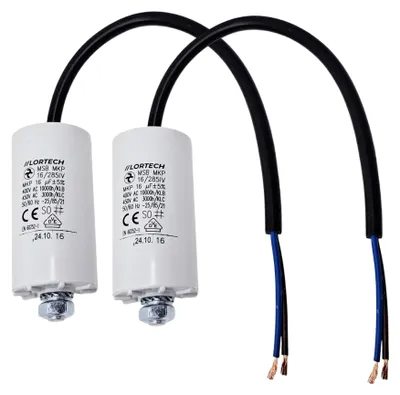 Kondensator 16µF 450V, 2 Stück, Ø 35 x 68 mm, mit Kabel
