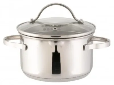 Productafbeelding van Axentia PADO 221080 Kookpan met deksel, roestvrij staal, diameter 16 cm, geschikt voor inductiekookplaten
