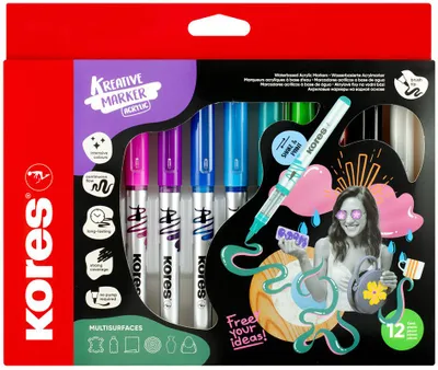 Produktbild von Kores Kreative Acrylmarker Acrylic 12er Etui