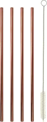 Produktbild von Edelstahl 4er Set Trinkhalme 21,5cm Strohhalme Barzubehör mit Bürste