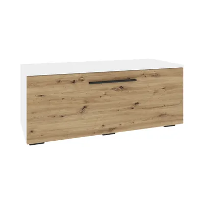 Produktbild von haaus Kos TV Stand, Single Door, 2 Compartments, White Body and Door in Artisan Oak, L 95 x W 40 x H 39 cm