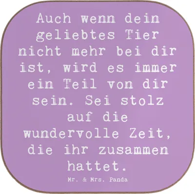 Produktbild von Mr. & Mrs. Panda Untersetzer Tasse Spruch Trauerbewältigung nach dem Verlust eines Haustiers - Lavendeltraum - Geschenk, für Gläser, Glas, Andenken, Haustier Erinnerungen