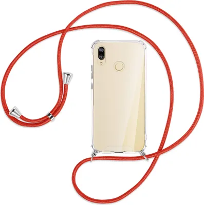 Produktbild von Handykette Backcover-Schutzhülle mit Band (Metall silberfarben) für Huawei P20 lite - rot