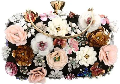 Image de Pochette à fleurs, sac à main de soirée vintage pour femme, fabriquée à la main