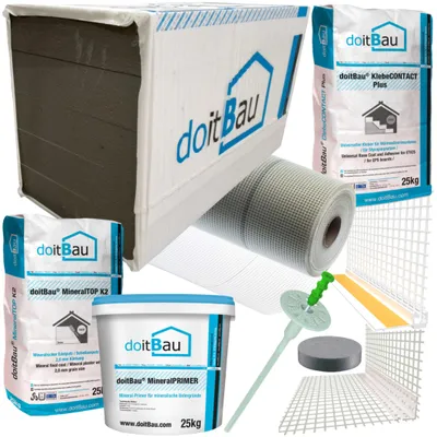 Produktbild von 100m² WDVS EPS 032 Komplettpaket 8 / 60mm Fassadendämmung Wärmedämmung System Fassade Styropor Dämmplatte Dämmung