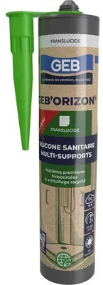 Immagine prodotto di Sigillante siliconico per sanitari Geb'Orizon GEB, traslucido, 310 ml, silicone acetato, antimuffa, a rapida essiccazione