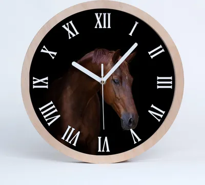 Produktbild von Holzuhr 25fi cm wanduhr - weiße Spitzen - braunes Pferd