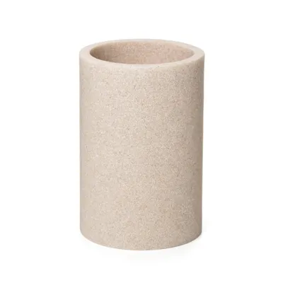 Productafbeelding van Tandenborstelhouder van polyresin, BPA-vrij, beige, 7,2 x 7,2 x 10,7 cm.