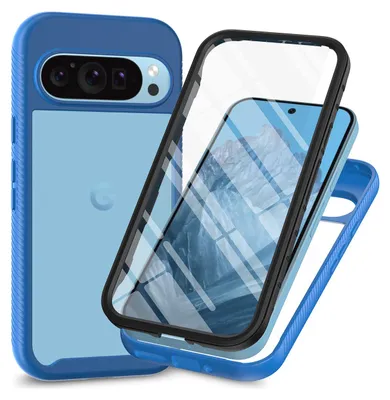 Produktbild von Google Pixel 9 Pro Hülle, Bumper mit Eingebautem Displayschutz Komplettschutz Schutzhülle für Google Pixel 9 / Pixel 9 Pro Navy blau