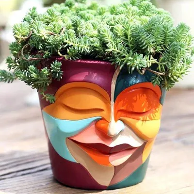 Produktbild von Famanu Blumentopf Handgemalt - Graffiti Gesicht, Ø 14 cm