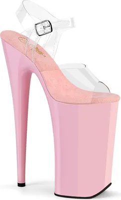 Produktbild von BEYOND-008 Pleaser High-Heels Riemen Sandaletten transparent babypink Innensohle