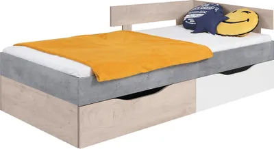 Produktbild von Jugendbett 90x200cm in Beton weiß Eiche SEATTLE-133