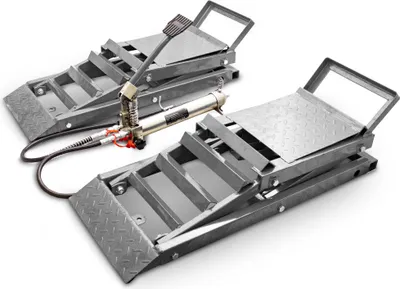 Produktbild von Bituxx 2 Auffahrrampen mit hydraulischem Wagenheber Grau MS-18074