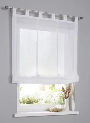 Faltrollo mit Schlaufen, weiß, 100x145 cm, halbtransparent