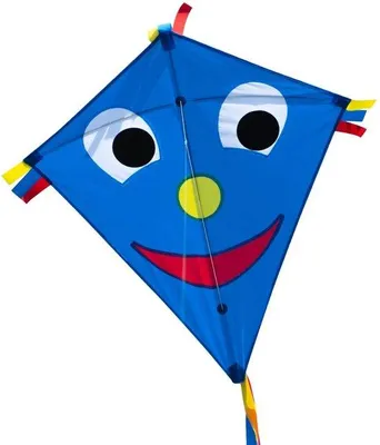 Produktbild von Ibenzoa® Kinderdrachen mit buntem Schleifenschwanz, 60 x 60 cm, Polyester & Glasfaser, inkl. 80 m Schnur – Blau, ab 3 Jahren