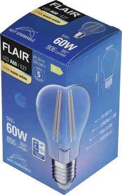 Obrázek produktu pro LED žárovka FLAIR A60 E27 / 5 W ( 60 W ) 806 lm 2700 K čirá