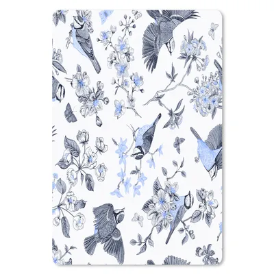 Produktbild von MuchoWow® Mauspad Mousepad Blumen - Vogel - Blau 18x27 cm - Mousepads - Maus Mat - Pad - Mausunterlage