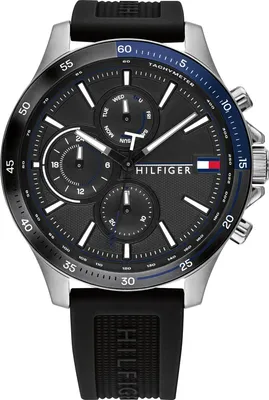 Produktbild von Tommy Hilfiger, Chronographenuhr mit Silikonarmband, Schwarz/Silber