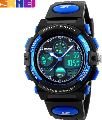 Produktbild von SKMEI Qualitaets-Kind-Sport-Armbanduhr-Doppelbewegungen 5 ATM wasserdichte Kinder-Uhr mit Alarm-Chronograph-Ruecklicht