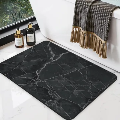 Produktbild von Badematte rutschfest 40 x 60 cm, super saugfähig, schnelltrocknend, waschbar, Schwarz