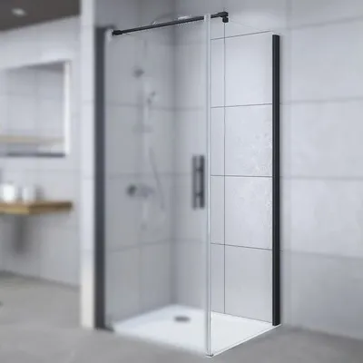 Produktbild von Seitenwand für Drehtür Breuer Europa Design 80 cm Anschlag rechts Nachbildung Terrazzo Weiß Profilfarbe schwarz