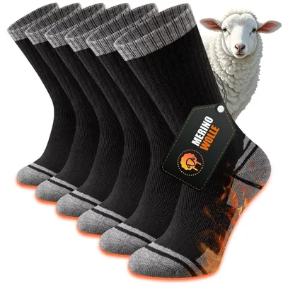 Obrázek produktu pro Wandersocken pro muže i ženy, 3 páry, černá barva, velikost 35-38, Vlna, termo ponožky, polstrované, prodyšné