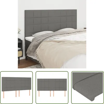 Produktbild von The Living Store Kopfteile 4 Stk. Dunkelgrau 100x5x78/88 cm Stoff
