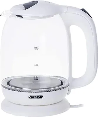 Image de Mesko | Kettle | MS 1302w | Electric | 2200 W | 1.7 L | Glass | 360° rotational base | White