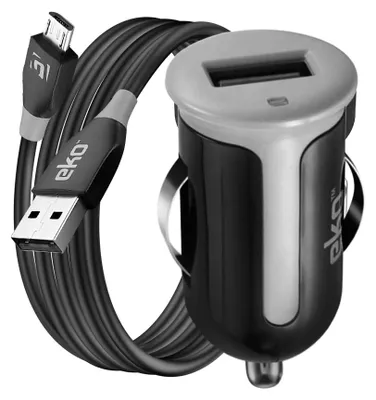 Obrázok produktu pre Eko, Balenie nabíjačky do cigaretového zapaľovača 1A s káblom micro USB 1 m, čierna