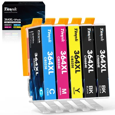 Immagine prodotto di Cartucce compatibili Timink 364 XL, compatibili con le cartucce HP 364 e HP 364XL, per stampanti HP Photosmart 5520, 5510, 5520, 6510, 6520, 7510, 7520, Deskjet 3070A, 3520, Officejet 4610, 4620 (confezione da 5)