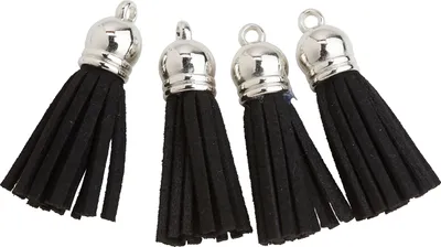 Produktbild von Kunstlederquasten Silber/Schwarz