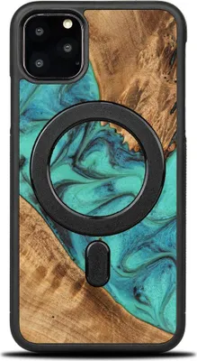 Image de Housse en bois Bewood iPhone 11 Pro Max, Turquoise MagSafe