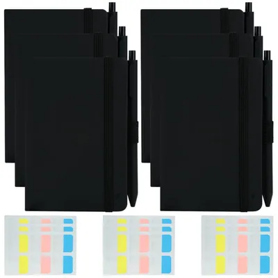 Immagine prodotto di Set di 6 quaderni A6 con penne e segnalibri, colore nero