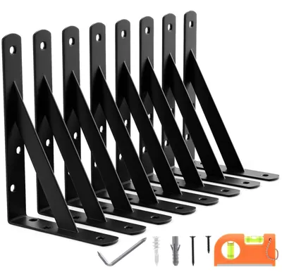 Image de Supports muraux robustes pour étagères, lot de 8