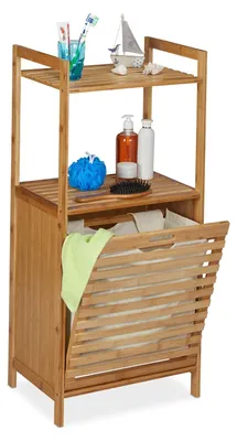 Produktbild von Badezimmerregal Wäschekorb Wäschesammler - Bambus - 100 x 45,5 x 33,5 cm - Natur - Für Badezimmer und Schlafzimmer
