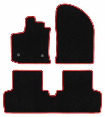 Image de Tapis de sol en moquette pour Dacia Lodgy 2012- (monospace) – jeu 4 pièces, noir/rouge, sur mesure – Wielganizator CARLUX