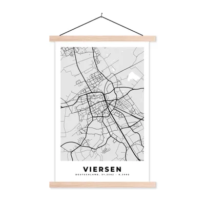 Produktbild von MuchoWow® Textilposter Karte - Deutschland - Viersen - Stadtplan 40x60 cm mit holzfarbenen Rahmen - Poster