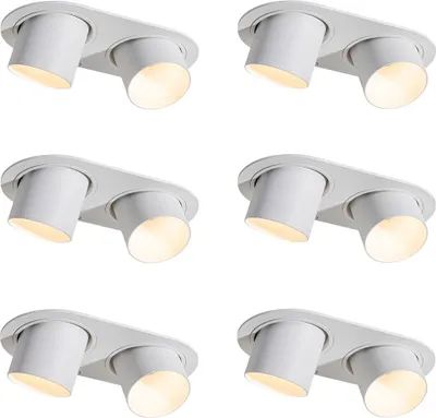 Zdjęcie produktu dla QAZQA – nowoczesny zestaw 6 wbudowanych spotów białych GU10 50 mm 2-punktowych – Installa I salon I sypialnia – metalowe okrągłe – przystosowane do LED GU10