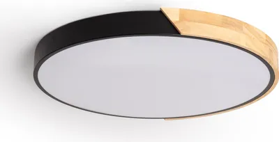 Produktbild von LED Deckenleuchte 36W Rund Holz und Aluminium Ø500 mm CCT Wählbar Semi-Dari Schwarz