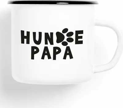 Produktbild von Huuraa Emaille Tasse Hundepapa Geschenk Kaffeebecher Vintage 300ml Hundepapa Präsent