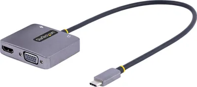 Produktbild von StarTech.com USB C Video Adapter, USB C to HDMI VGA Multiport Adapter w/ 3.5mm Audio Output, 4K 60Hz, HDR, 100W PD 3.0, USB C Monitor Adapter for Laptop, Thunderbolt 3/4 Compatible - USB C Display Travel Adapter (122-USBC-HDMI-4K-VGA)