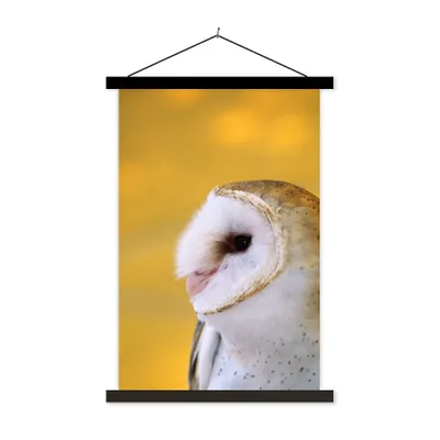 Produktbild von MuchoWow® Textilposter Eule - Gelb - Tier 40x60 cm mit schwarzem Rahmen - Wanddekorationen