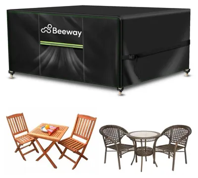 Productafbeelding van Tuinmeubelbeschermer, waterdicht, 125x63x73 cm, zwart, 420D Oxford-stof, UV-bestendig, geschikt voor wintergebruik