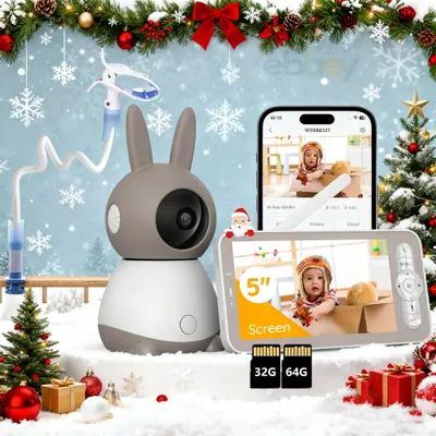 Produktbild von Babyphone with Camera 2K 5" WLAN Video Babyfon with App IR Nachtsicht Weinging/Bewegungs-Erkennung AI-Tracking Bereich Alarme mit Halterung mit 32&64G
