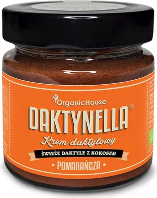 KREM KOKOS - DAKTYLE MEDJOOL - POMARAŃCZA BEZGLUTENOWY BIO 190 g - ORGANICHOUSE (DAKTYNELLA)