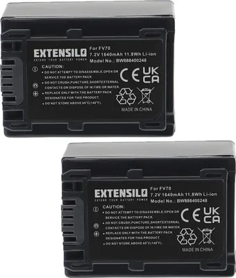 Produktbild von EXTENSILO 2x Akku kompatibel mit Sony DCR-DVD109E, DCR-DVD150E, DCR-DVD110E, DCR-DVD150, DCR-DVD115E, DCR-DVD202E Kamera (1640 mAh, 7,2 V, Li-Ion)